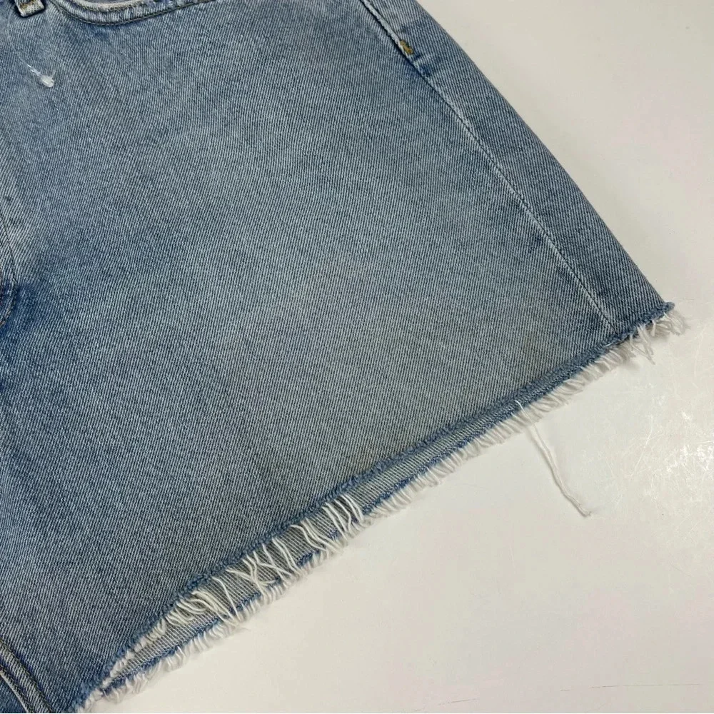 Agolde Parker Angled Denim Jean Skirt Womens 30 Blue Distressed Frayed Edge